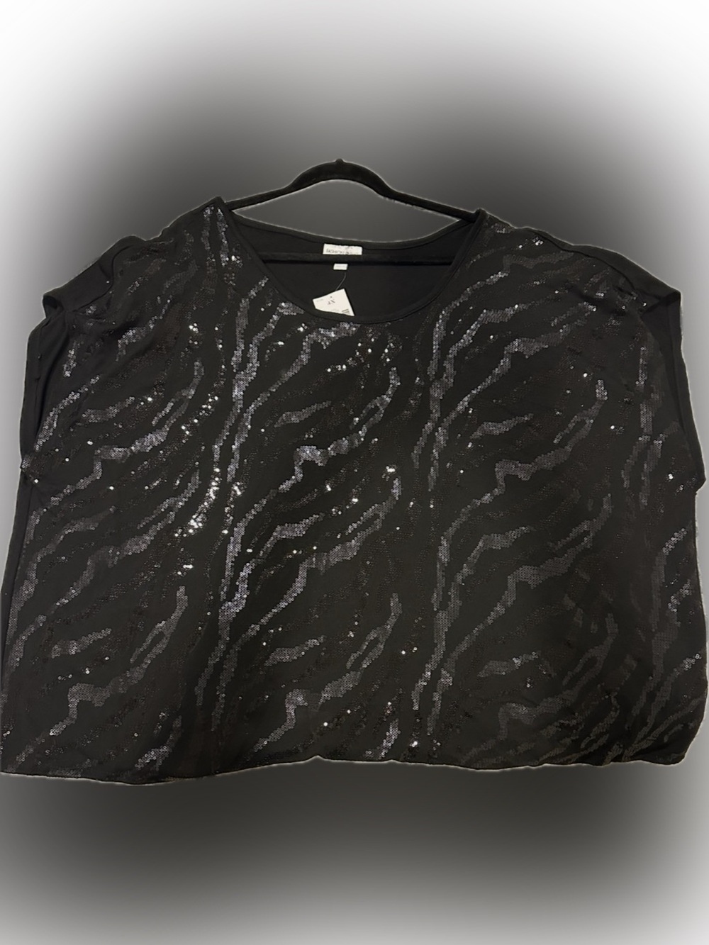 Fashion Bug Black Sequin Zebra-Pattern Blouse
